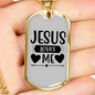 Jesus Loves Me Heart Christian Necklace Stainless Steel or 18k Gold Dog Tag 24" Chain-Express Your Love Gifts