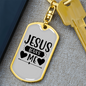 Jesus Loves Me Heart Keychain Stainless Steel or 18k Gold Dog Tag Keyring-Express Your Love Gifts