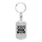 Jesus Loves Me Heart Keychain Stainless Steel or 18k Gold Dog Tag Keyring-Express Your Love Gifts