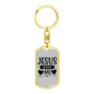 Jesus Loves Me Heart Keychain Stainless Steel or 18k Gold Dog Tag Keyring-Express Your Love Gifts