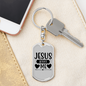 Jesus Loves Me Heart Keychain Stainless Steel or 18k Gold Dog Tag Keyring-Express Your Love Gifts