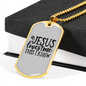 Jesus Loves Me I Know Christian Necklace Stainless Steel or 18k Gold Dog Tag 24" Chain-Express Your Love Gifts