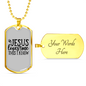 Jesus Loves Me I Know Christian Necklace Stainless Steel or 18k Gold Dog Tag 24" Chain-Express Your Love Gifts