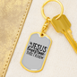 Jesus Loves Me I Know Keychain Stainless Steel or 18k Gold Dog Tag Keyring-Express Your Love Gifts