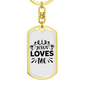 Jesus Loves Me Keychain Stainless Steel or 18k Gold Dog Tag Keyring-Express Your Love Gifts