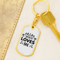 Jesus Loves Me Keychain Stainless Steel or 18k Gold Dog Tag Keyring-Express Your Love Gifts