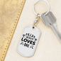 Jesus Loves Me Keychain Stainless Steel or 18k Gold Dog Tag Keyring-Express Your Love Gifts