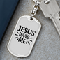 Jesus Loves Me Plain Keychain Stainless Steel or 18k Gold Dog Tag Keyring-Express Your Love Gifts