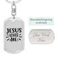 Jesus Loves Me Plain Keychain Stainless Steel or 18k Gold Dog Tag Keyring-Express Your Love Gifts