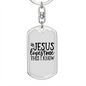 Jesus Loves Me This I Know Keychain Stainless Steel or 18k Gold Dog Tag Keyring-Express Your Love Gifts