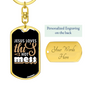 Jesus Loves This Hot Mess Keychain Stainless Steel or 18k Gold Dog Tag Keyring-Express Your Love Gifts