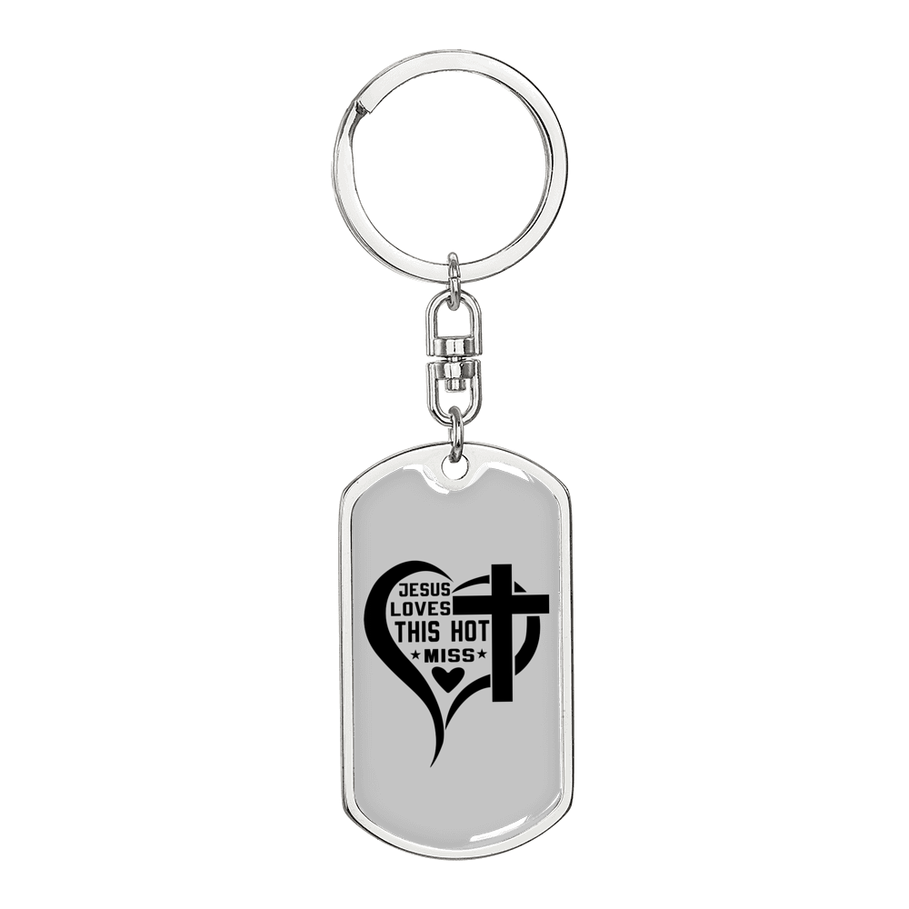 Jesus Loves This Keychain Stainless Steel or 18k Gold Dog Tag Keyring-Express Your Love Gifts