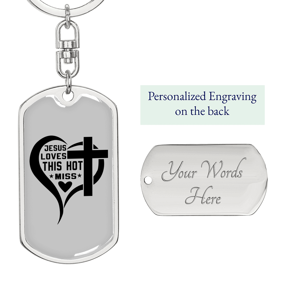 Jesus Loves This Keychain Stainless Steel or 18k Gold Dog Tag Keyring-Express Your Love Gifts