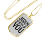 Jesus Loves You Christian Necklace Stainless Steel or 18k Gold Dog Tag 24" Chain-Express Your Love Gifts