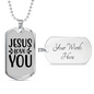 Jesus Loves You Christian Necklace Stainless Steel or 18k Gold Dog Tag 24" Chain-Express Your Love Gifts