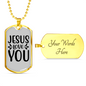 Jesus Loves You Christian Necklace Stainless Steel or 18k Gold Dog Tag 24" Chain-Express Your Love Gifts