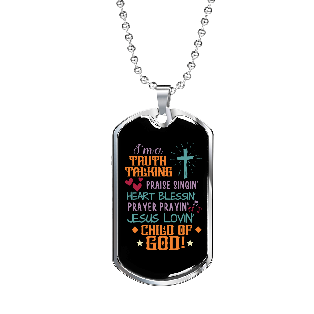 Jesus Lovin Christian Necklace Stainless Steel or 18k Gold Dog Tag 24" Chain-Express Your Love Gifts