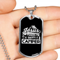 Jesus Makes Happy Camper Christian Necklace Stainless Steel or 18k Gold Dog Tag 24" Chain-Express Your Love Gifts