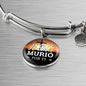 Jesus Murio Por Ti Circle Pendant Bangle Stainless Steel or 18k Gold 18-22"-Express Your Love Gifts