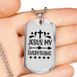 Jesus My Everything Christian Necklace Stainless Steel or 18k Gold Dog Tag 24" Chain-Express Your Love Gifts