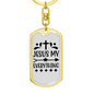 Jesus My Everything Keychain Stainless Steel or 18k Gold Dog Tag Keyring-Express Your Love Gifts