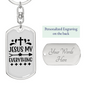 Jesus My Everything Keychain Stainless Steel or 18k Gold Dog Tag Keyring-Express Your Love Gifts