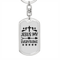 Jesus My Everything Keychain Stainless Steel or 18k Gold Dog Tag Keyring-Express Your Love Gifts