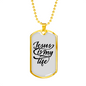 Jesus My Life Christian Necklace Stainless Steel or 18k Gold Dog Tag 24" Chain-Express Your Love Gifts