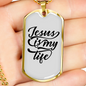 Jesus My Life Christian Necklace Stainless Steel or 18k Gold Dog Tag 24" Chain-Express Your Love Gifts