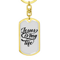 Jesus My Life Keychain Stainless Steel or 18k Gold Dog Tag Keyring-Express Your Love Gifts