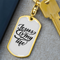 Jesus My Life Keychain Stainless Steel or 18k Gold Dog Tag Keyring-Express Your Love Gifts