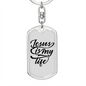 Jesus My Life Keychain Stainless Steel or 18k Gold Dog Tag Keyring-Express Your Love Gifts