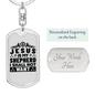 Jesus My Shepherd Black Keychain Stainless Steel or 18k Gold Dog Tag Keyring-Express Your Love Gifts