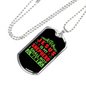 Jesus My Shepherd Green Christian Necklace Stainless Steel or 18k Gold Dog Tag 24" Chain-Express Your Love Gifts