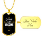 Jesus My Vaccine Christian Necklace Stainless Steel or 18k Gold Dog Tag 24" Chain-Express Your Love Gifts