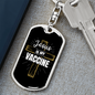 Jesus My Vaccine Keychain Stainless Steel or 18k Gold Dog Tag Keyring-Express Your Love Gifts