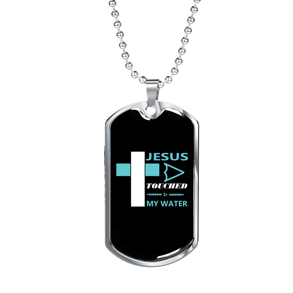 Jesus My Water Christian Necklace Stainless Steel or 18k Gold Dog Tag 24" Chain-Express Your Love Gifts