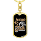 Jesus On Faith Brown Keychain Stainless Steel or 18k Gold Dog Tag Keyring-Express Your Love Gifts