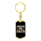 Jesus On Faith Keychain Stainless Steel or 18k Gold Dog Tag Keyring-Express Your Love Gifts