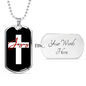 Jesus Red Cross Christian Necklace Stainless Steel or 18k Gold Dog Tag 24" Chain-Express Your Love Gifts