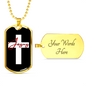 Jesus Red Cross Christian Necklace Stainless Steel or 18k Gold Dog Tag 24" Chain-Express Your Love Gifts