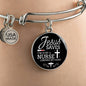 Jesus Saves I'm Just A Nurse Circle Bangle Stainless Steel or 18k Gold-Express Your Love Gifts