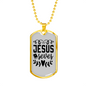 Jesus Seves Christian Necklace Stainless Steel or 18k Gold Dog Tag 24" Chain-Express Your Love Gifts