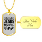 Jesus Seves Christian Necklace Stainless Steel or 18k Gold Dog Tag 24" Chain-Express Your Love Gifts