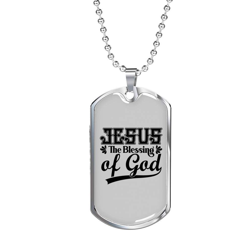 Jesus The Blessing Christian Necklace Stainless Steel or 18k Gold Dog Tag 24" Chain-Express Your Love Gifts