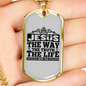 Jesus The Way Black Christian Necklace Stainless Steel or 18k Gold Dog Tag 24" Chain-Express Your Love Gifts