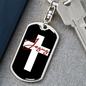 Jesus White Cross Keychain Stainless Steel or 18k Gold Dog Tag Keyring-Express Your Love Gifts
