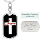 Jesus White Cross Keychain Stainless Steel or 18k Gold Dog Tag Keyring-Express Your Love Gifts