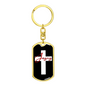Jesus White Cross Keychain Stainless Steel or 18k Gold Dog Tag Keyring-Express Your Love Gifts