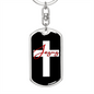 Jesus White Cross Keychain Stainless Steel or 18k Gold Dog Tag Keyring-Express Your Love Gifts